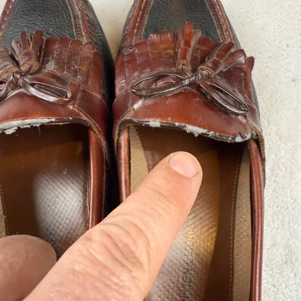 Johnston & Murphy Mens Tassel Kiltie Loafers Two‎ Tone Leather 9.5M 20-0592